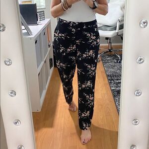 Cynthia Rowley Black Pants with Floral Print